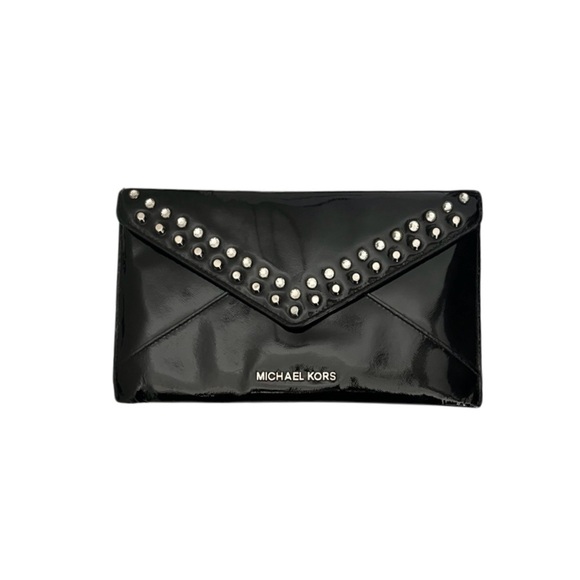 MICHAEL Michael Kors | Jet Set Jewel Studded Envelope Clutch | Black Leather - Picture 8 of 9